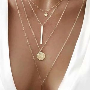 Star and Round Charm Layered Necklace